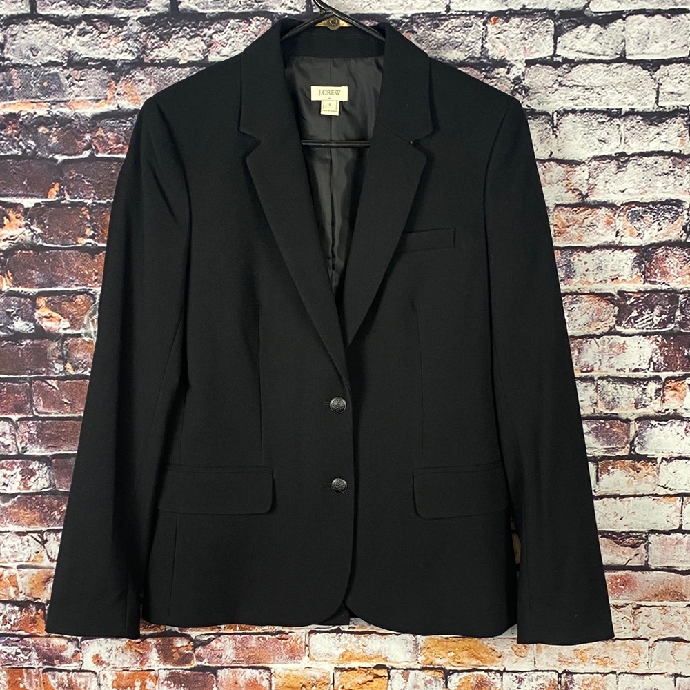 J. Crew Classic Black Button Closure Suit Blazer Sz 8 - Picture 4 of 15